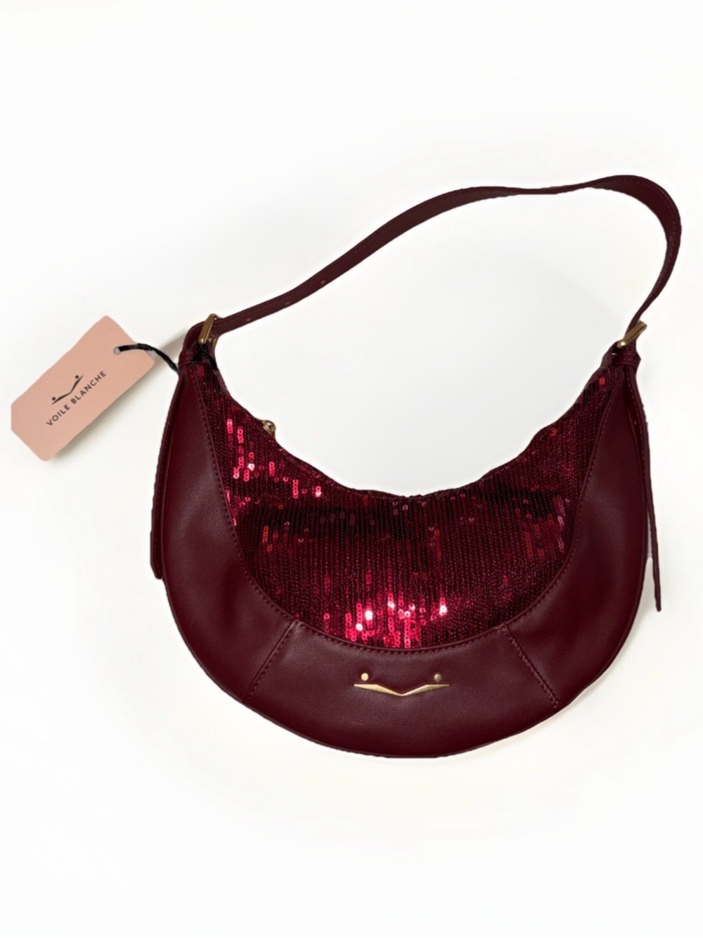 NWT VOILE BLANCHE CLUB Bordeaux Sequins Shoulder Bag